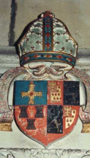 His coat-of-arms in Newcastle cathedral