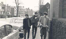 The first school band - The Mood. Left to right: Charlie Freeman, Brian Dennis and self.