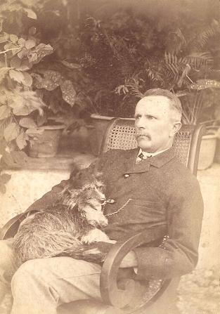 With his dog Tippy, 3rd September 1888, Jeypore.