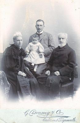 From left to right: Eliza Jacob (aged 61), Aileen Jacob (aged 18 months),Captain Claud William Jacob (aged 32) and Rev George Andrew Jacob (aged 88).